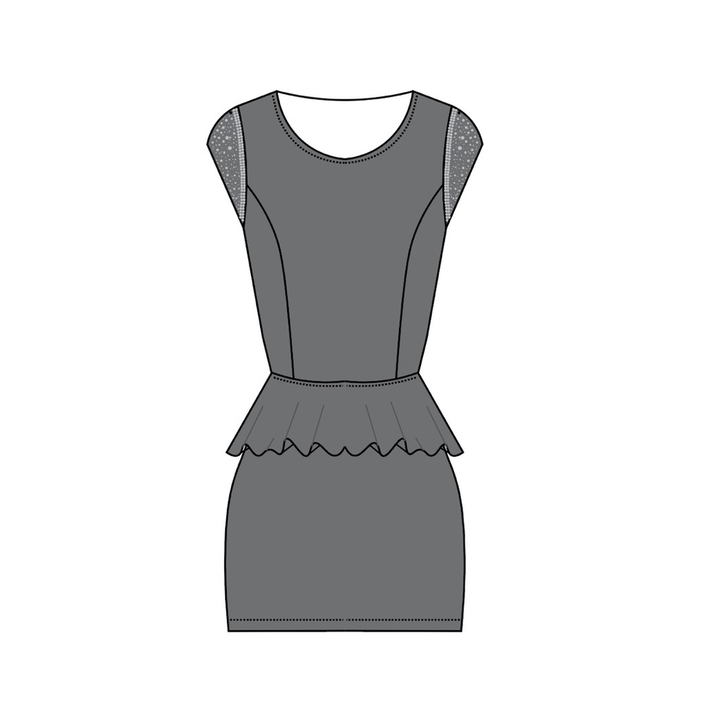 GUESS GREY PEPLUM DRESS